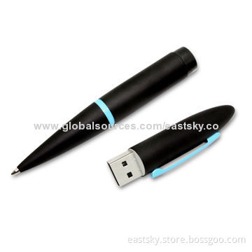 Custom Pen-shaped USB Drive, Logo Imprint and Advertisement Data Preloading are Welcome